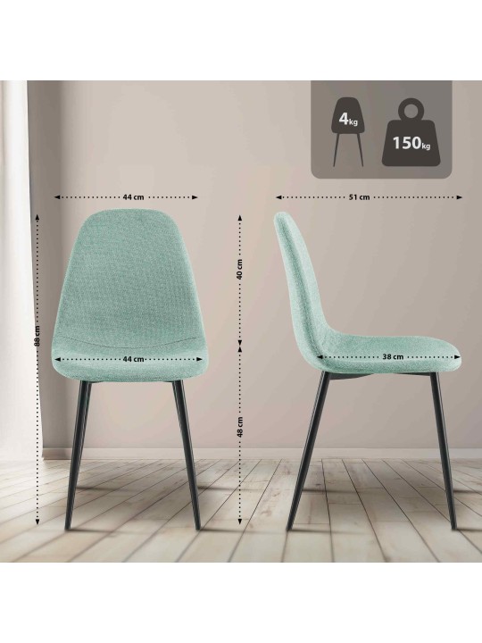 Spisestuestol Napier stof, lysegrøn