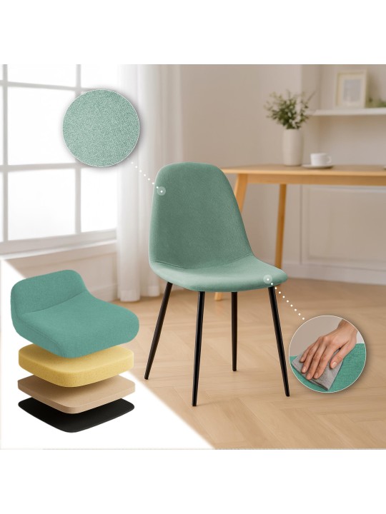Spisestuestol Napier stof, lysegrøn