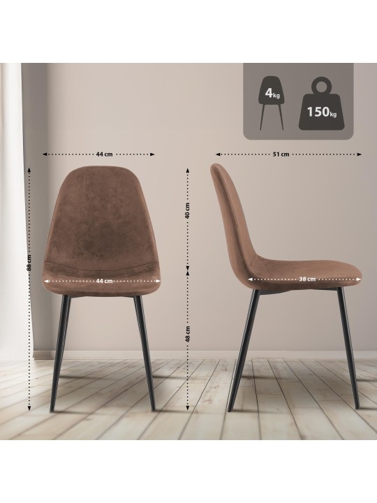 Sæt med 4 spisestuestole Napier imiteret læder, brun