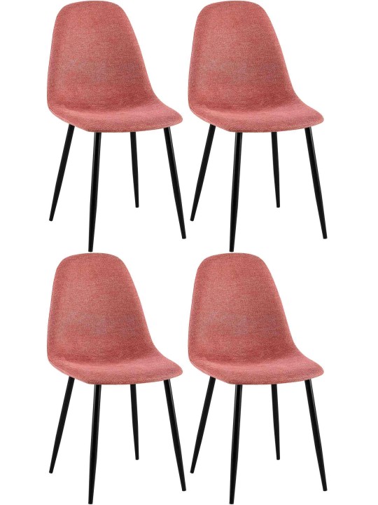 Sæt med 4 spisestuestole Napier stof, orange