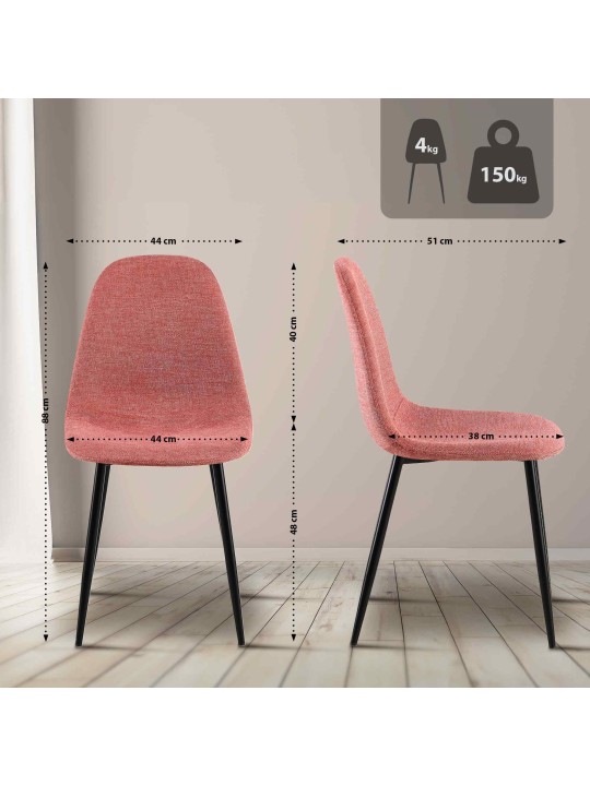 Sæt med 4 spisestuestole Napier stof, orange