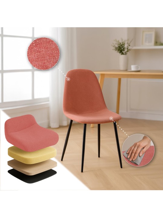 Sæt med 4 spisestuestole Napier stof, orange