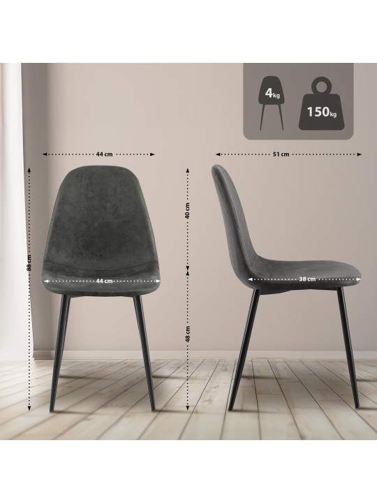 Sæt med 4 spisestuestole Napier imiteret læder, sort Sæt med 4 spisestuestole Napier imiteret læder, sort