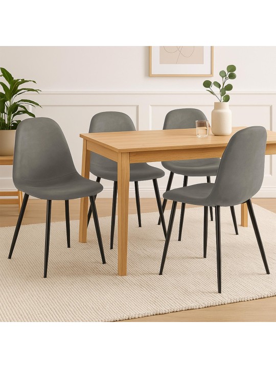 Sæt med 4 spisestuestole Napier imiteret læder, mørkegrå
