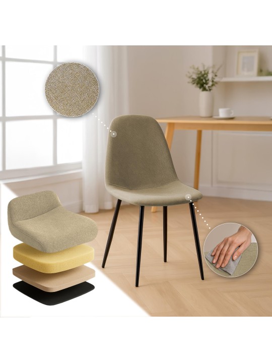 Sæt med 4 spisestuestole Napier stof, taupe