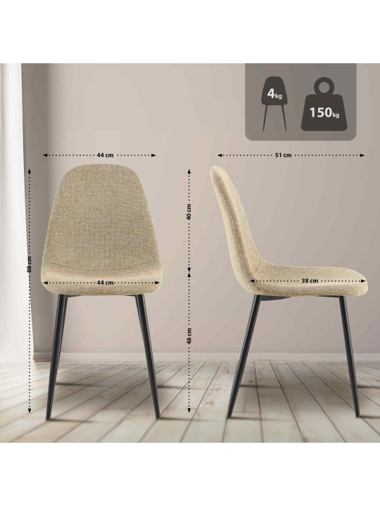 Sæt med 4 spisestuestole Napier stof, taupe