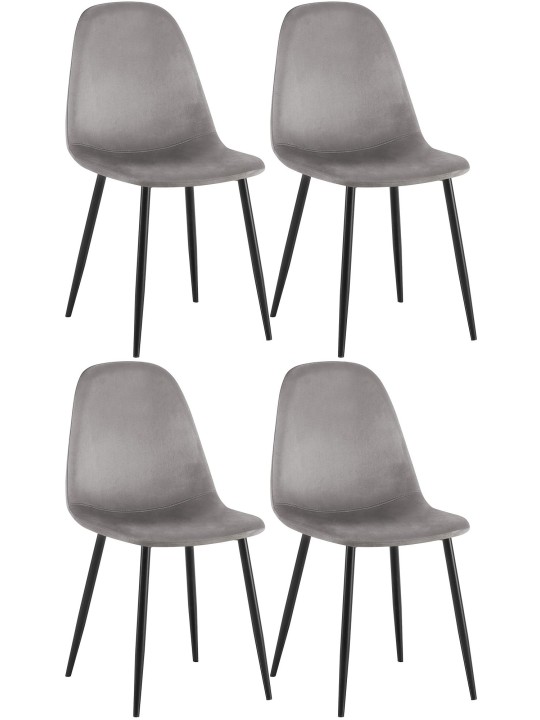 Sæt med 4 spisestuestole Napier fløjl, grå