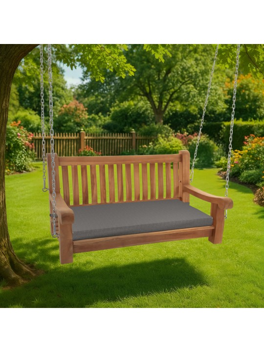 Joyce gyngebænk med sædehynde 120 cm + teak, mørkegrå