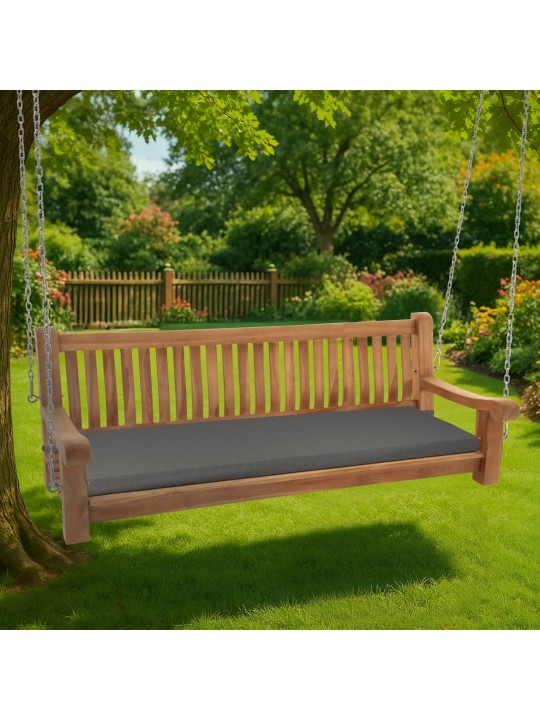 Joyce gyngebænk med sædehynde 180 cm + teak, mørkegrå