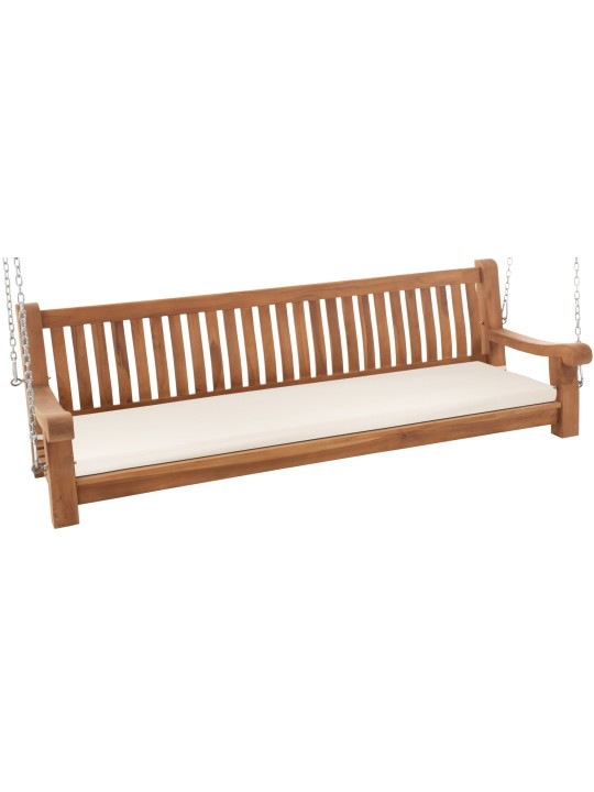 Joyce gyngebænk med sædehynde 200 cm + teak, creme