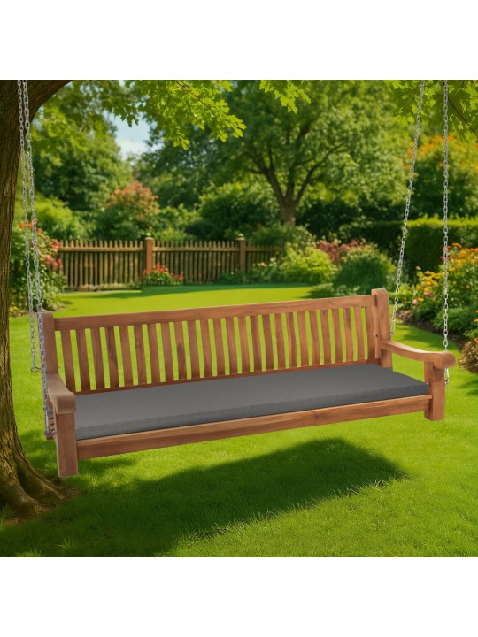 Joyce gyngebænk med sædehynde 200 cm + teak, mørkegrå