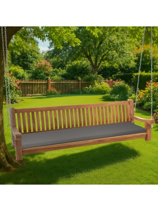 Joyce gyngebænk med sædehynde 220 cm + teak, mørkegrå