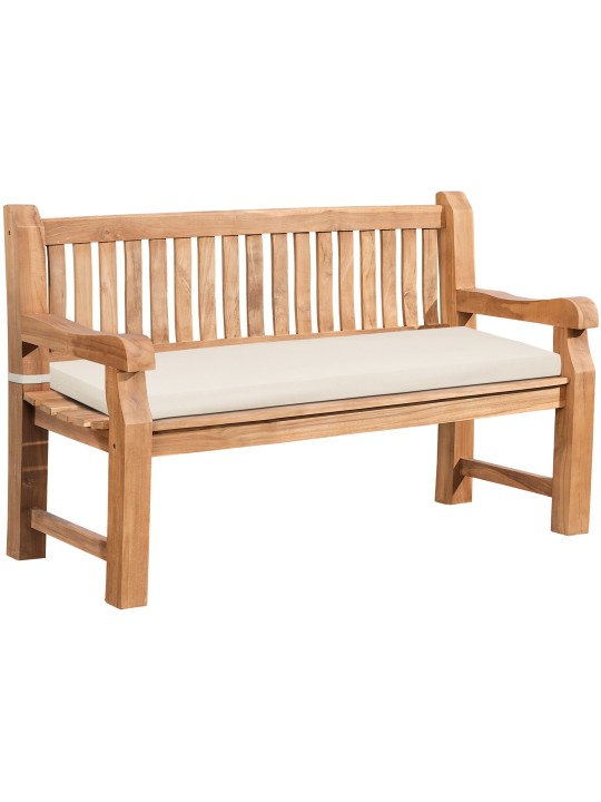 Teak bænk Jackson med sædehynde 150 cm + teak, creme Teak bænk Jackson med sædehynde 150 cm + teak, creme