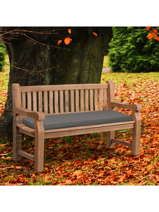 Teak bænk Jackson med sædehynde 150 cm + teak, mørkegrå