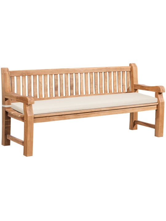 Teak bænk Jackson med sædehynde 200 cm + teak, creme