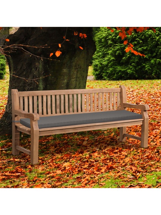 Teak bænk Jackson med sædehynde 200 cm + teak, mørkegrå