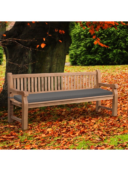 Teak bænk Jackson med sædehynde 220 cm + teak, mørkegrå Teak bænk Jackson med sædehynde 220 cm + teak, mørkegrå