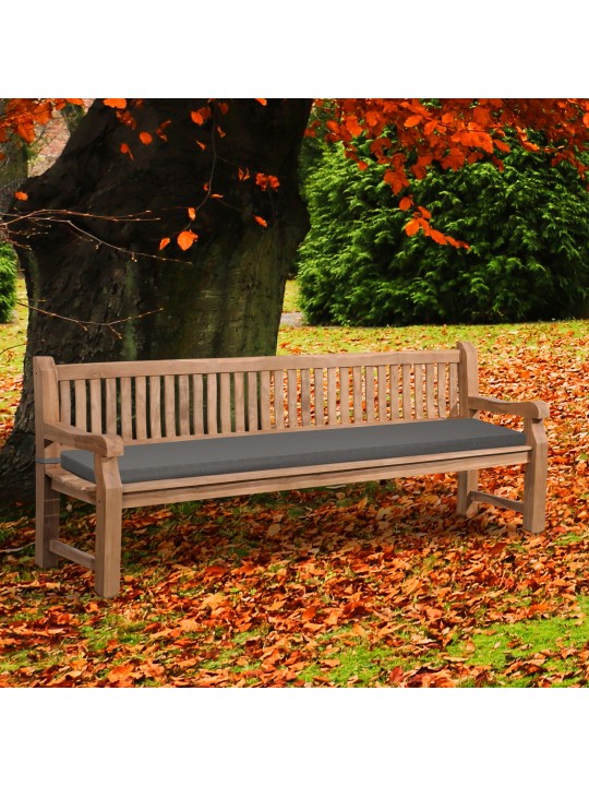 Teak bænk Jackson med sædehynde 240 cm + teak, mørkegrå Teak bænk Jackson med sædehynde 240 cm + teak, mørkegrå
