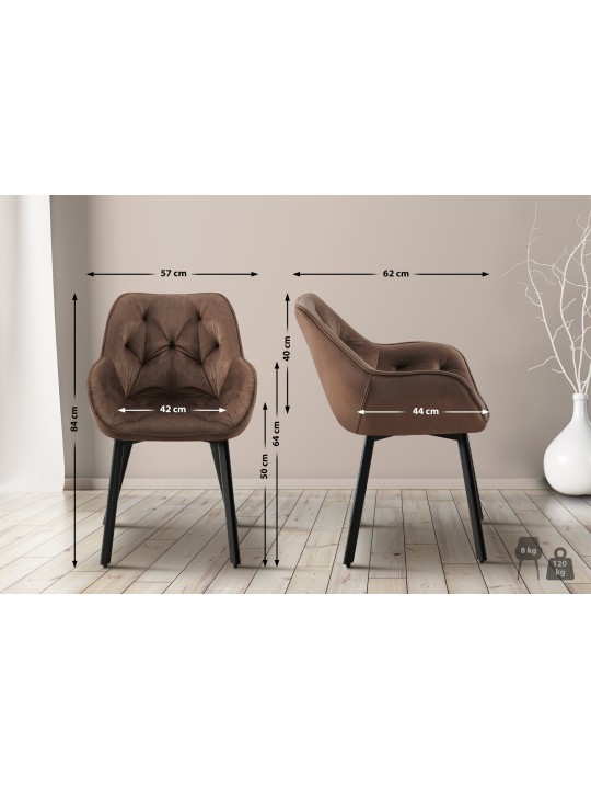 Sæt med 2 spisestuestole Antigo velvet, brun Sæt med 2 spisestuestole Antigo velvet, brun