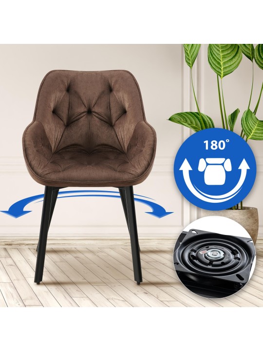 Sæt med 2 spisestuestole Antigo velvet, brun Sæt med 2 spisestuestole Antigo velvet, brun