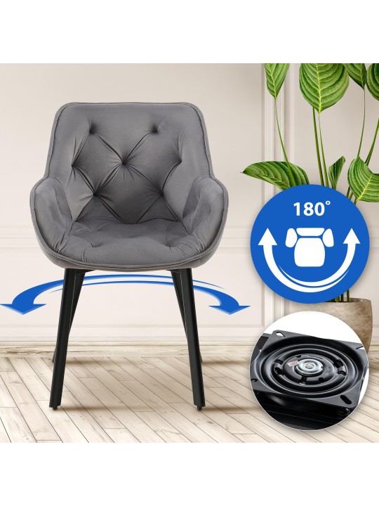 Sæt med 2 spisestuestole Antigo velvet, mørkegrå