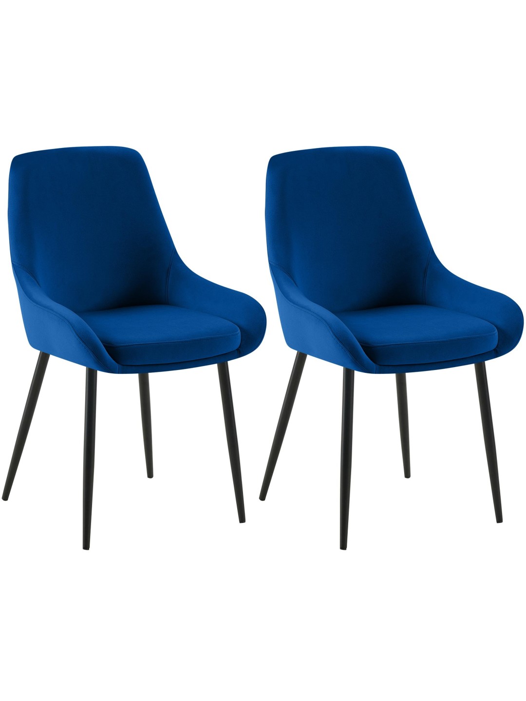 Sæt med 2 spisestuestole Elmira velvet, mørkeblå