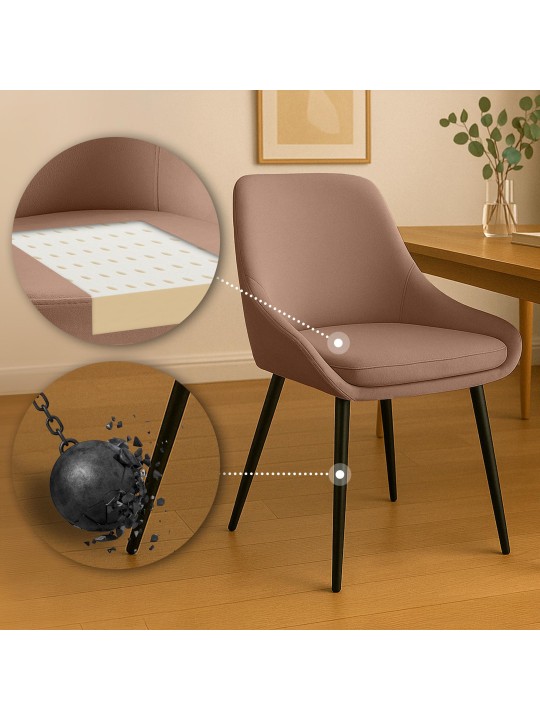 Sæt med 2 spisestuestole Elmira velvet, brun