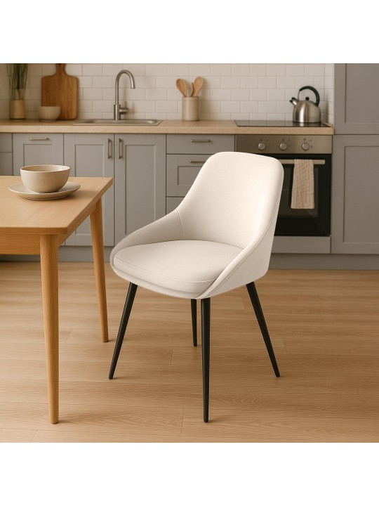 Sæt med 2 spisestuestole Elmira velvet, creme