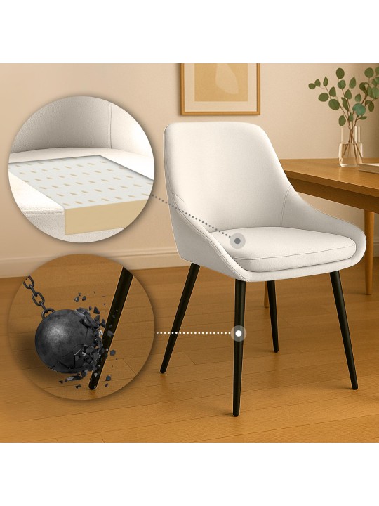 Sæt med 2 spisestuestole Elmira velvet, creme