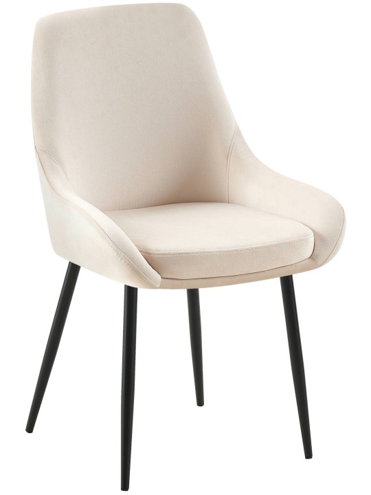 Sæt med 2 spisestuestole Elmira velvet, creme