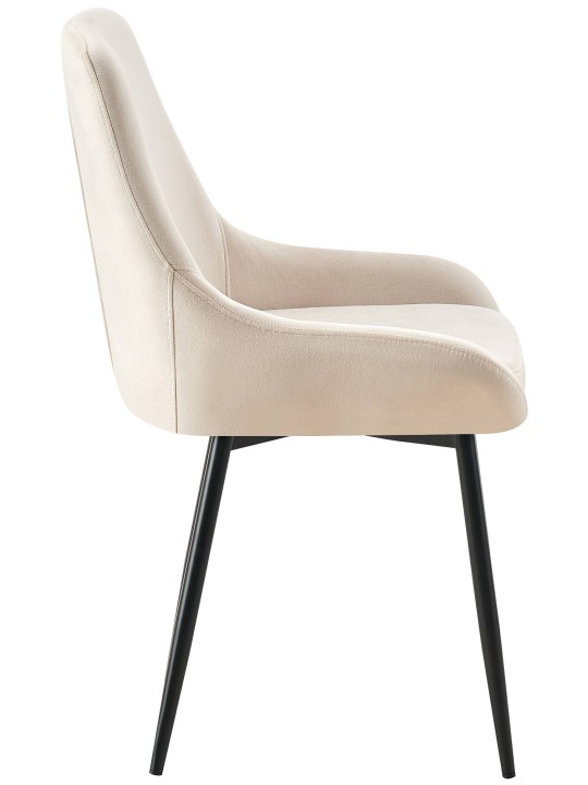 Sæt med 2 spisestuestole Elmira velvet, creme