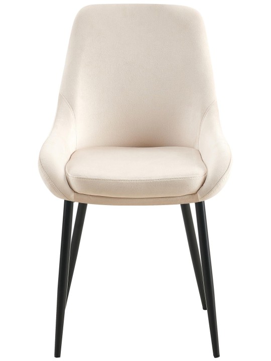 Sæt med 2 spisestuestole Elmira velvet, creme