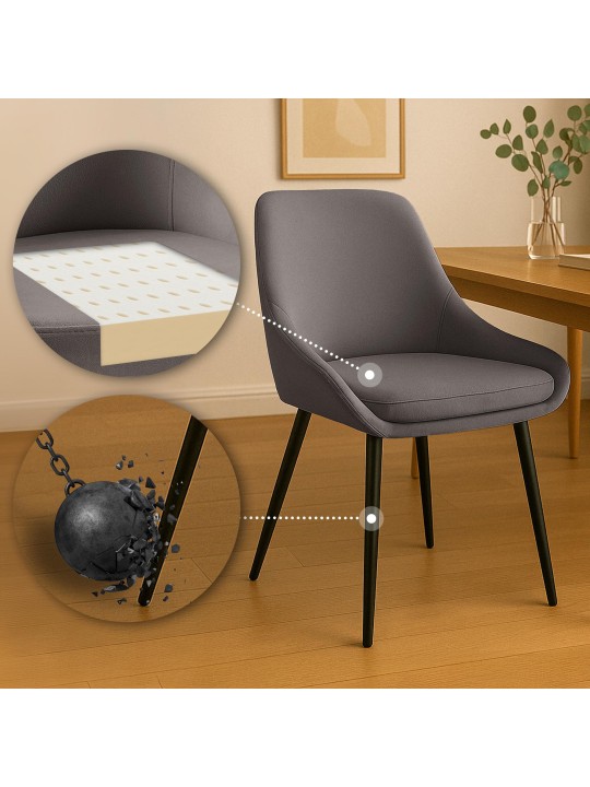 Sæt med 2 spisestuestole Elmira velvet, antracit