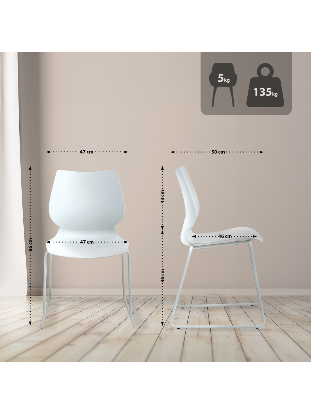 Sæt med 2 stole Houma, hvid