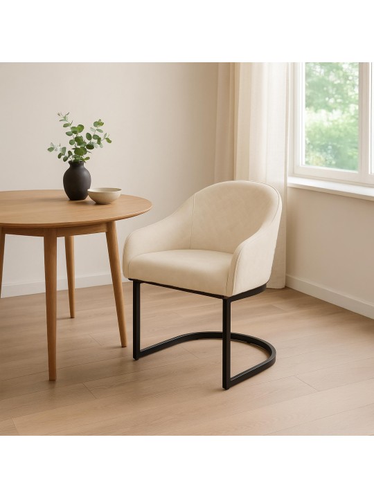 Spisestuestol Jarik vintage fløjl, creme