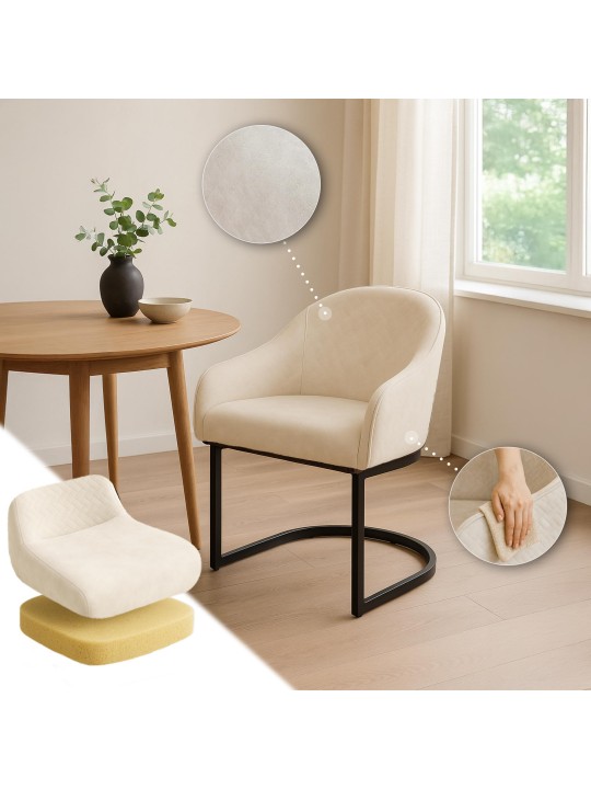 Spisestuestol Jarik vintage fløjl, creme