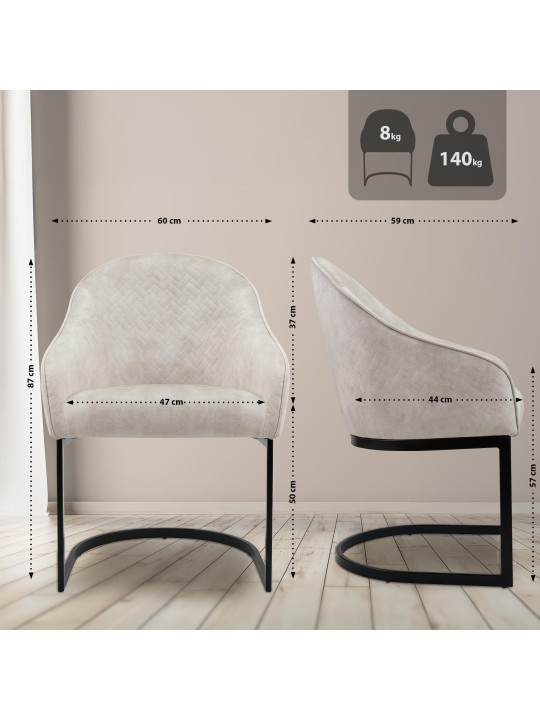 Spisestuestol Jarik vintage fløjl, creme