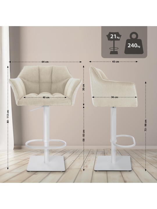 Barstol Damaso W Cord, creme