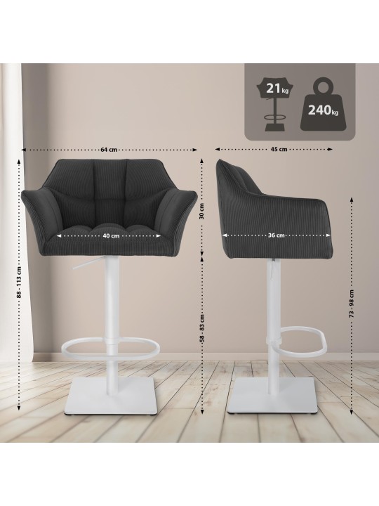 Barstol Damaso W Cord, mørkegrå Barstol Damaso W Cord, mørkegrå