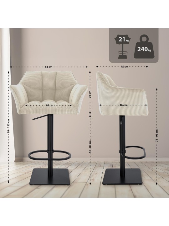 Barstol Damaso B Cord, creme