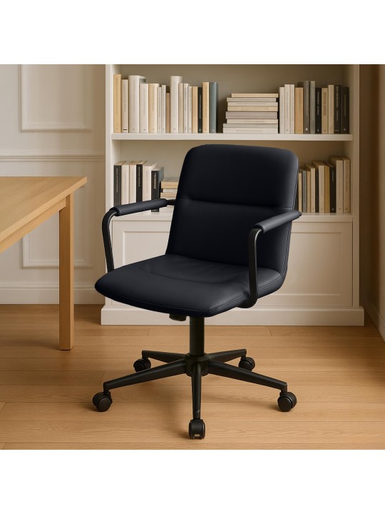 Kontorstol Hilda ægte læder, sort Kontorstol Hilda ægte læder, sort