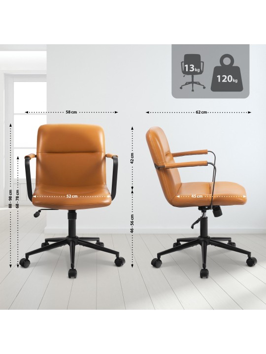 Kontorstol Hilda ægte læder, brun Kontorstol Hilda ægte læder, brun