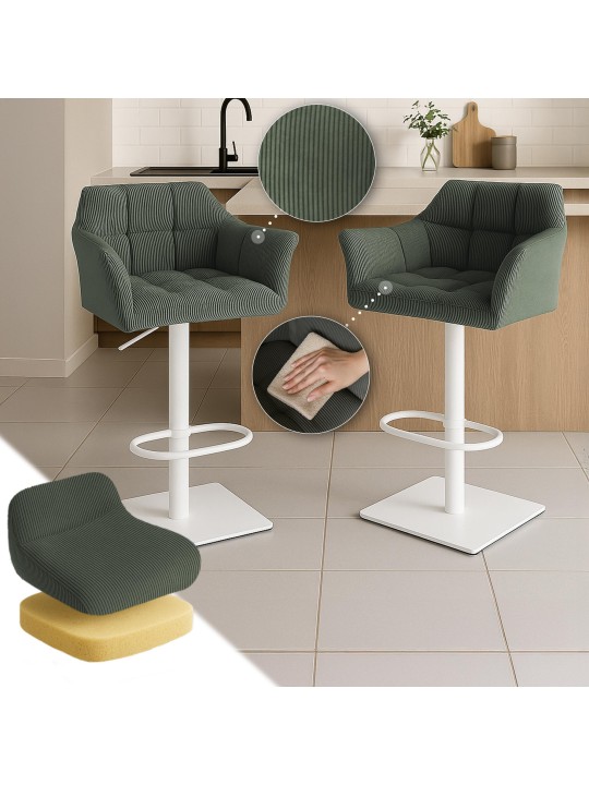 Barstol Damaso W Cord, grøn Barstol Damaso W Cord, grøn