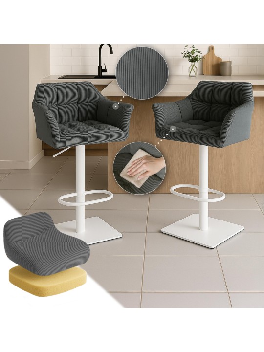 Barstol Damaso W Cord, grå