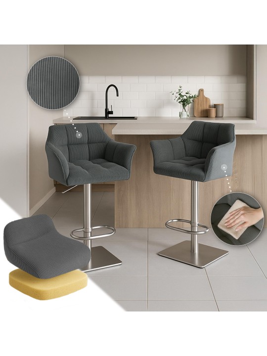 Barstol Damaso E Cord, grå