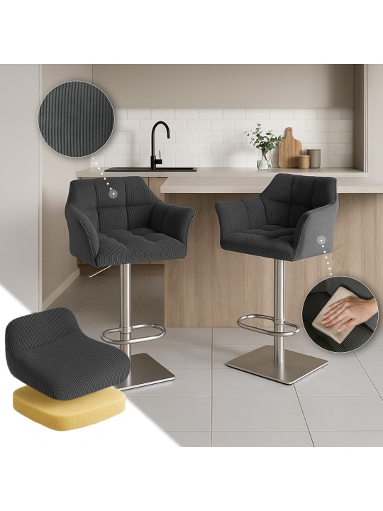 Barstol Damaso E Cord, mørkegrå Barstol Damaso E Cord, mørkegrå