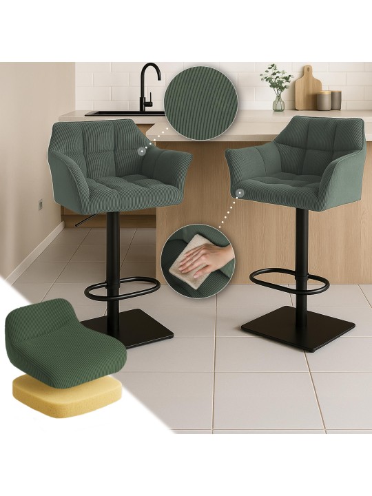 Barstol Damaso B Cord, grøn