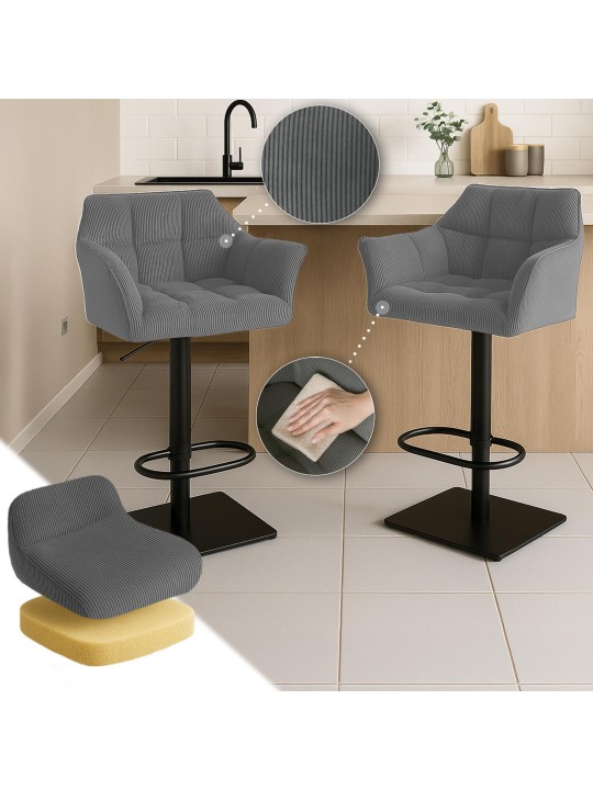 Barstol Damaso B Cord, grå Barstol Damaso B Cord, grå