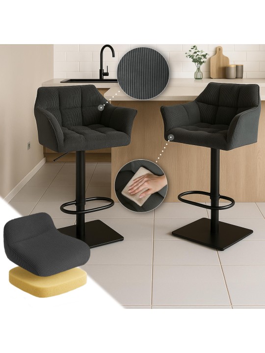 Barstol Damaso B Cord, mørkegrå