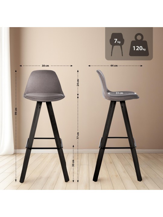 Sæt med 2 barstole Corbin Fabric Square, taupe Sæt med 2 barstole Corbin Fabric Square, taupe